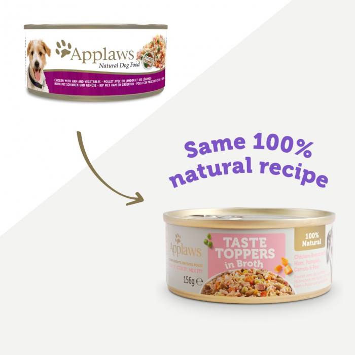 Applaws Toppers cu Pui, Sunca si Vegetale in Supa, Hrana Umeda Caine 156g [2]