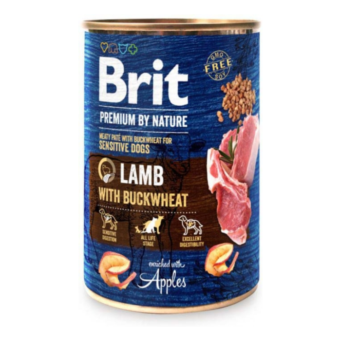 BRIT Premium by Nature, Hrană Umedă Câine Adult, Miel și Hrișcă, 400g [1]