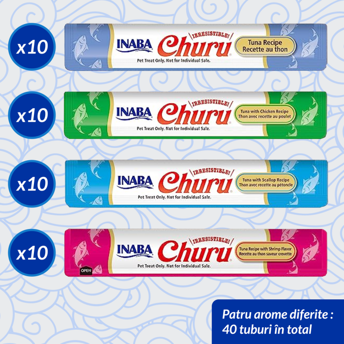 Recompense Cremoase Pisică Adult, CHURU Varieties, Varietăți de Ton și Fructe de Mare, 40 bucăți [2]