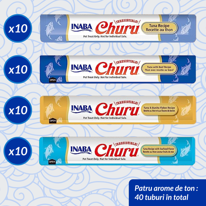 Recompense Cremoase Pisică Adult, CHURU Varieties, Varietăți de Ton, 40 bucăți [2]