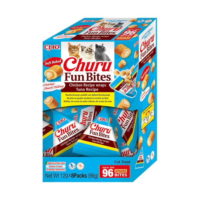 Recompense pentru Pisică Adult, CHURU Fun Bites, Pui și Ton, 8x12g [1]