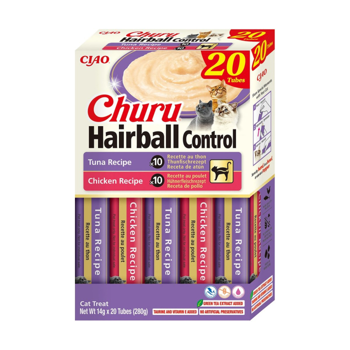 Recompense Cremoase Pisică Adult, CHURU Varieties, Hairball, Pui și Ton, 20 bucăți [1]