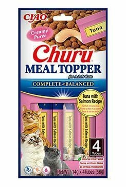 Recompense Cremoase pentru Pisică Adult, CHURU Meal Topper, Ton și Somon, 4x14g [1]