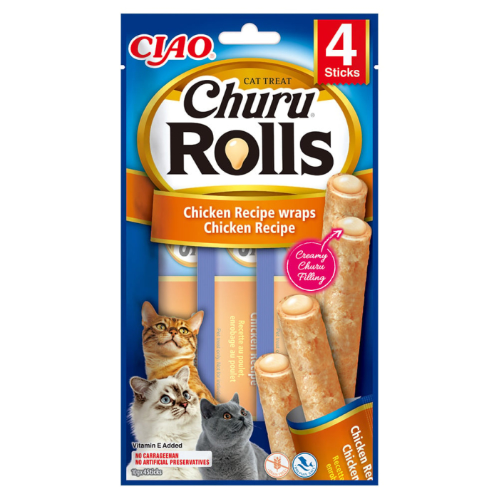 Recompense pentru Pisică Adult, CHURU Rolls, Pui, 3x10g [1]