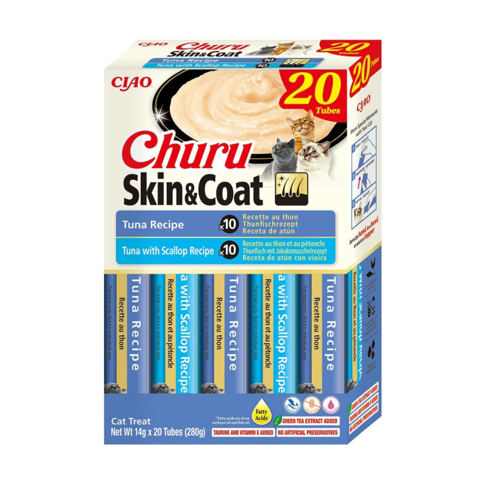 Recompense Cremoase Pisică Adult, CHURU Varieties, Piele și Blană, Ton, 20 bucăți [1]