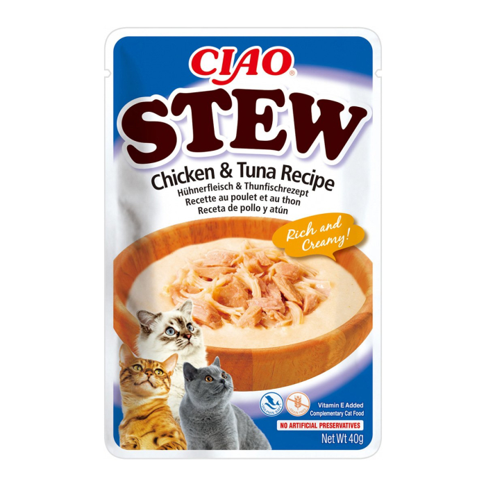Recompense pentru Pisică Adult, CHURU Ciao Stew, Pui și Ton, 40g [1]