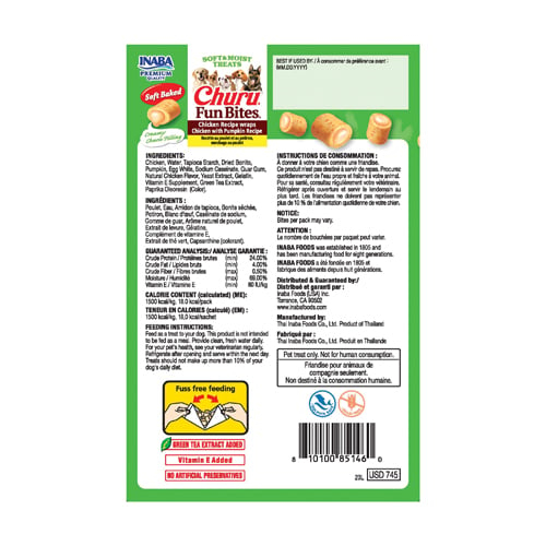 Recompense pentru Câine Adult, CHURU Fun Bites, Pui și Dovleac, 8x12g [2]