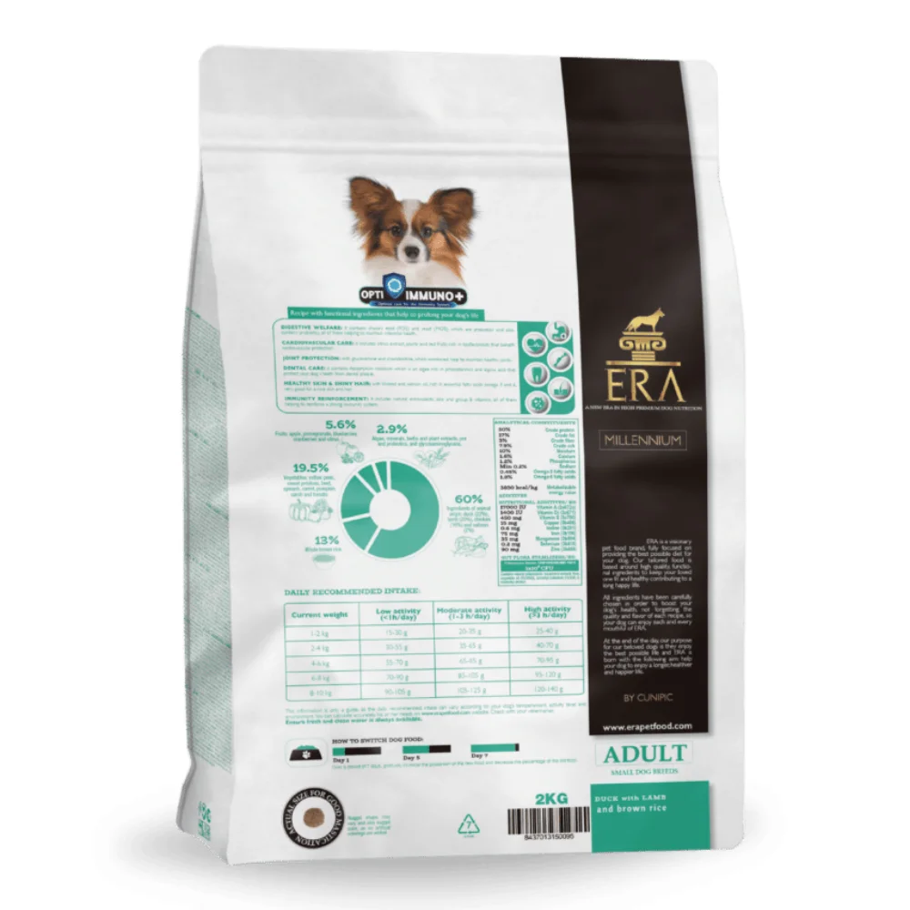ERA Millennium Adult Mini Rață și Miel, hrană uscată câine, 2kg [2]