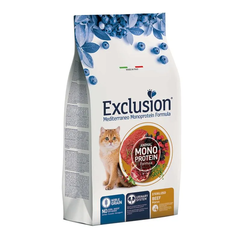 Hrană Uscată Pisică Adult, Sterilizată, EXCLUSION Mediterraneo, Monoproteică, Vită, 12kg [1]