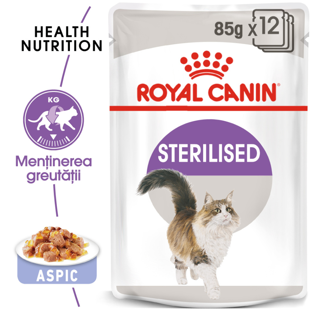 Hrană Umedă Pisică Adult, ROYAL CANIN Sterilised, (în aspic), 12x85g [6]