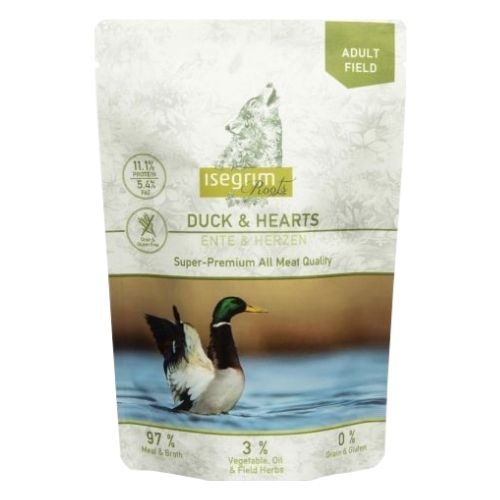 Hrana Umeda Caini ISEGRIM Adult Duck Hearts 410 GR