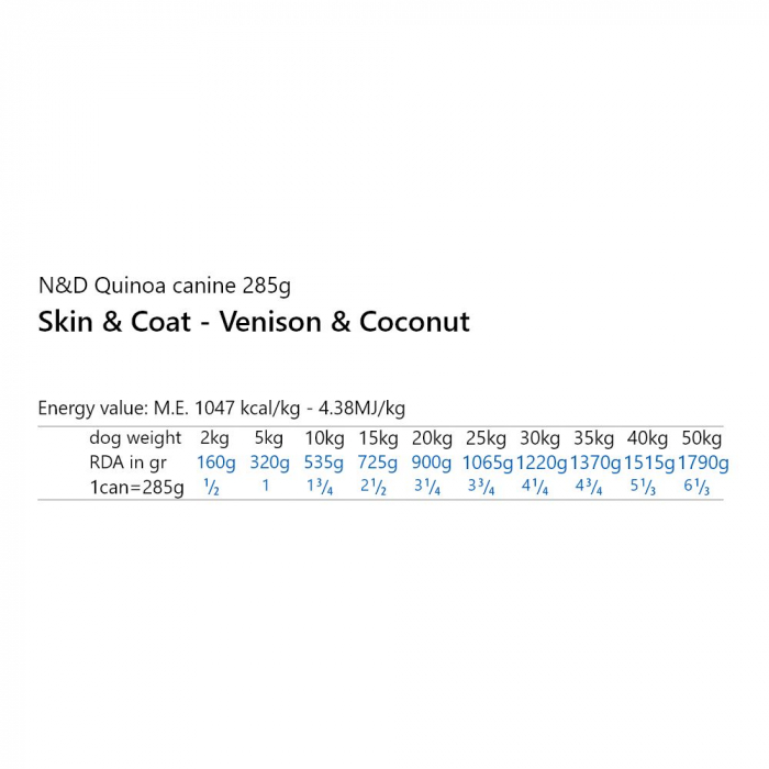 N&D Quinoa Piele și Blană, Hrană Umedă Câine Adult, Vânat și Cocos, 285g [2]