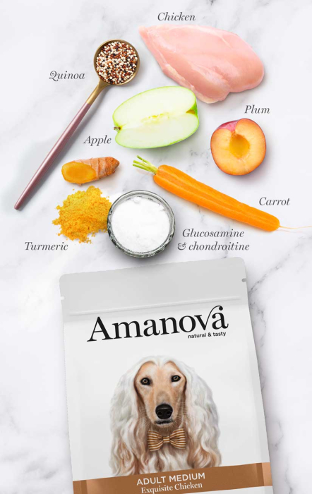 Hrană Uscată Câine Adult, AMANOVA Hipoalergenic, Talie Medie, Pui, 12kg [3]