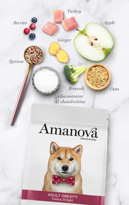 Hrană Uscată Câine Adult, AMANOVA Obesity, Hipoalergenic, Curcan, 2kg [3]