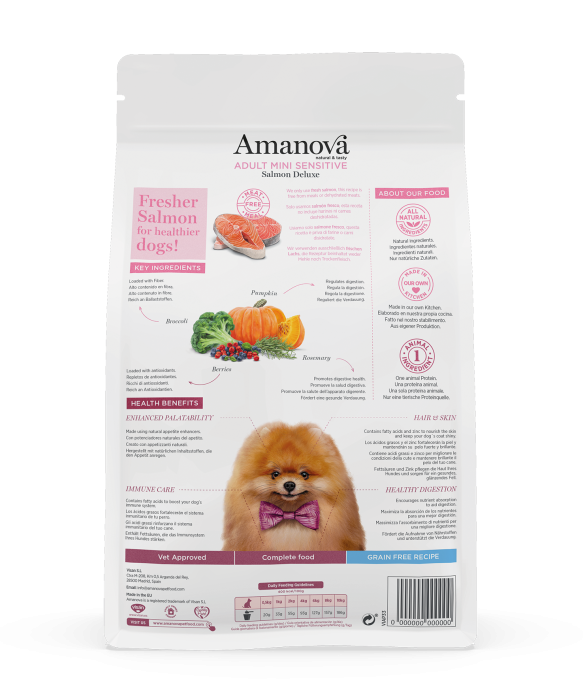 Hrană Uscată Câine Adult, AMANOVA Sensitive, Hipoalergenic, Talie Mică, Somon, 2kg [2]