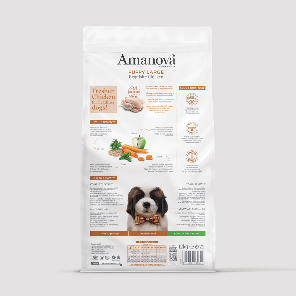 Hrană Uscată Câine Junior, AMANOVA, Hipoalergenic, Talie Mare, Pui, 12kg [2]