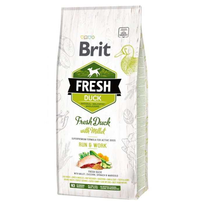 Hrana Uscata Caini BRIT FRESH Duck and Millet Active 12kg