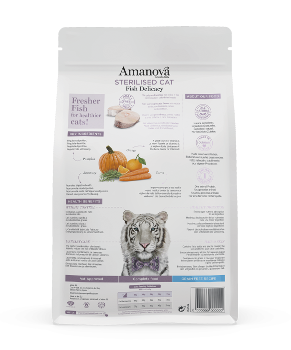 Hrană Uscată Pisică Adult, AMANOVA, Sterilizat, Hipoalergenic, Pește Alb, 4kg [2]