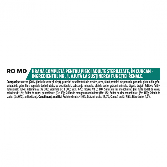 Hrana Uscata Pisici PRO PLAN Optirenal Adult Sterilised Curcan 10kg [4]