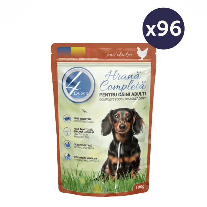 MEGAPACK Hrană Umedă Câine Adult, 4DOG, Pui în sos, 96x100g [1]