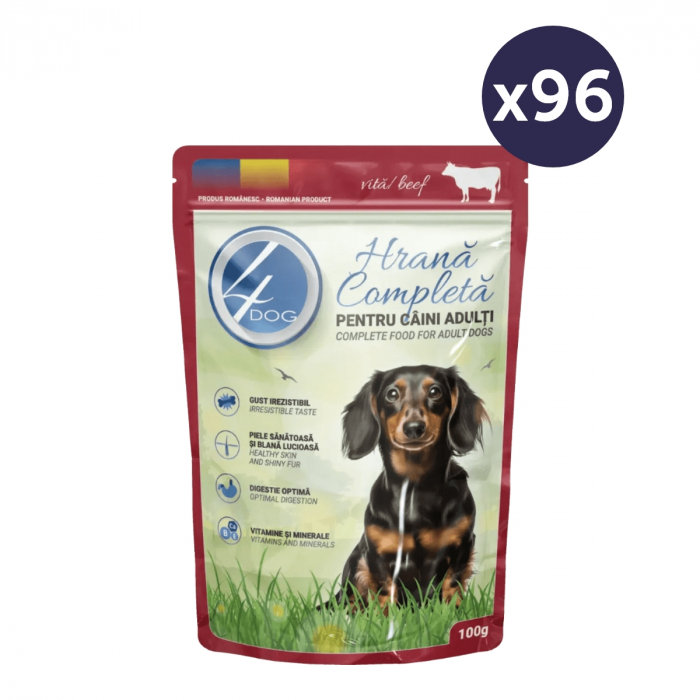 MEGAPACK Hrană Umedă Câine Adult, 4DOG, Vită în sos, 96x100g [1]
