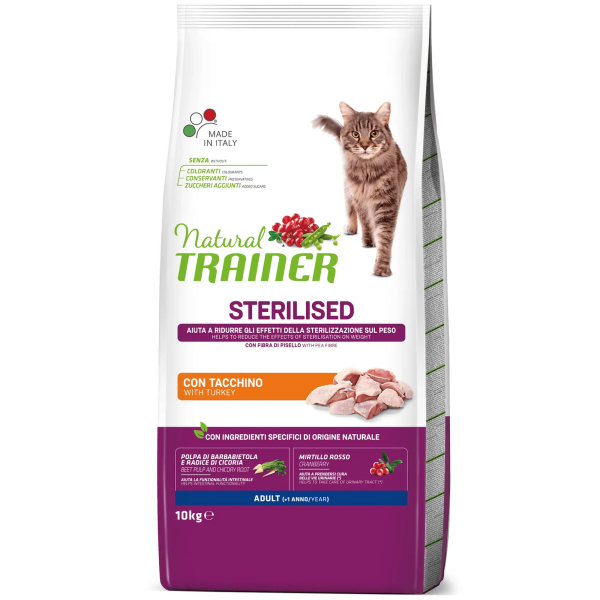 Hrană Uscată Pisică Adult, NATURAL TRAINER, Sterilizat, Curcan, 10kg [1]