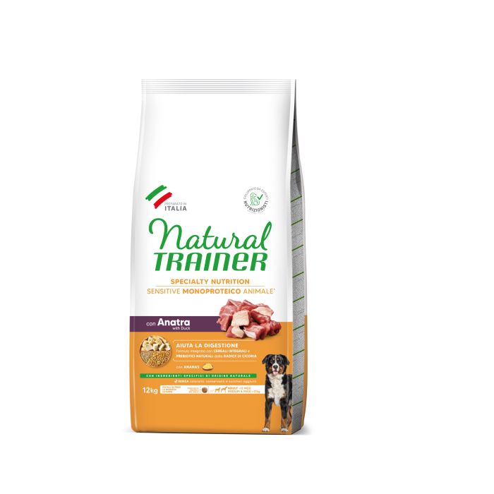 Hrană Uscată Câine Adult, NATURAL TRAINER Sensitive, Fără Gluten, Talie Medie/Mare, Rață, 12kg [1]