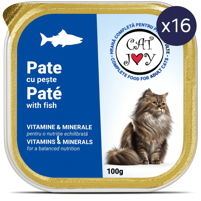 Pachet Economic CAT JOY Pate, Hrană Umedă Pisică Adult, Pește, 16x100g [2]