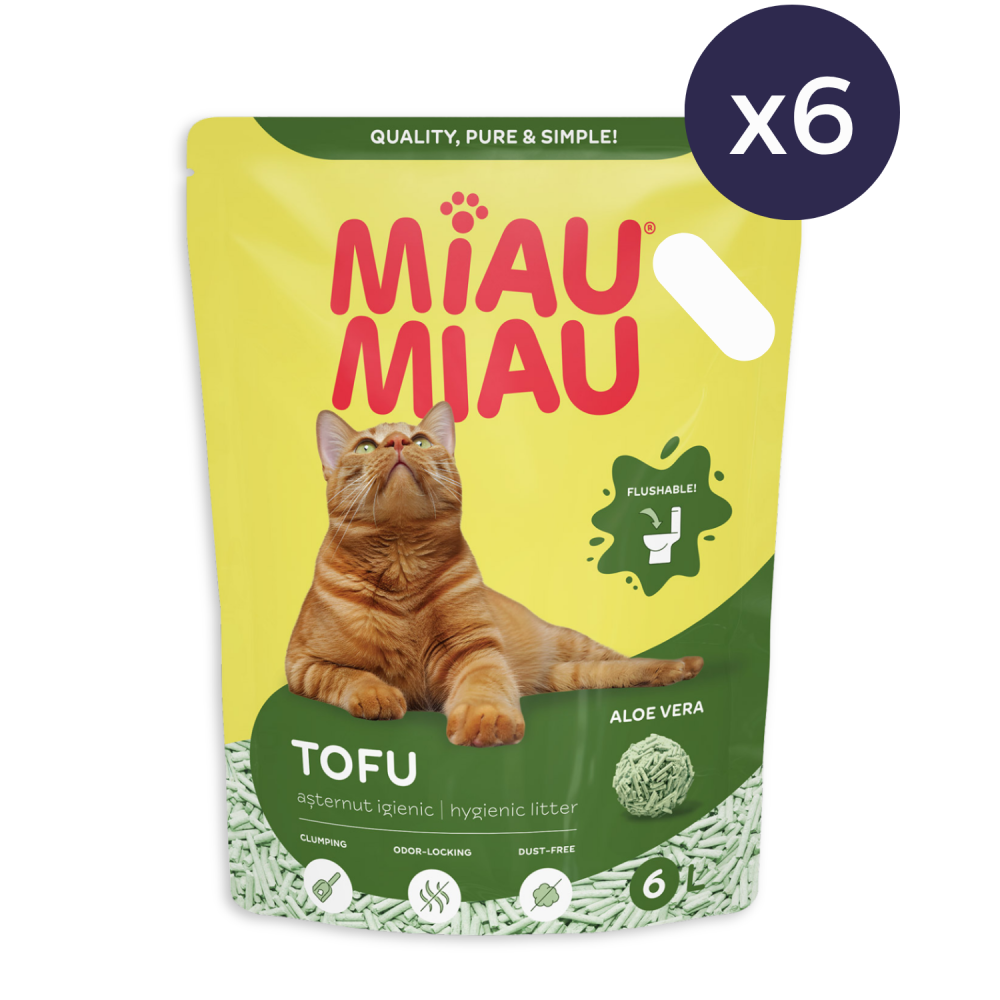 Pachet Economic MIAU MIAU Tofu, Așternut Igienic pentru Pisică, Aloe Vera, 6x6L [2]