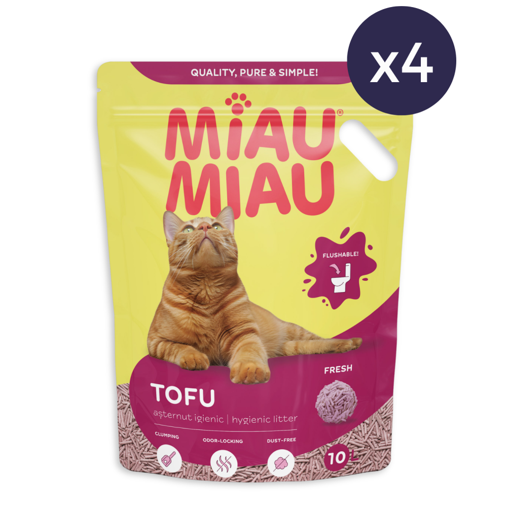 Pachet Economic MIAU MIAU Tofu, Așternut Igienic pentru Pisică, Fresh, 4x10L [2]