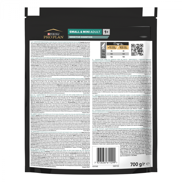 PRO PLAN Sensitive Digestion, Hrană Uscată Câine Adult, Talie Mică și Foarte Mică, Miel, 700g [2]