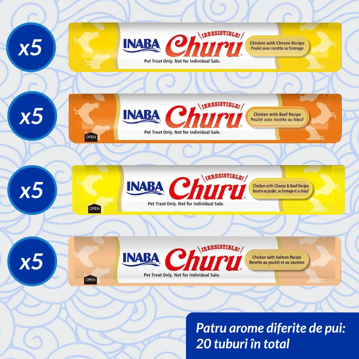 Recompense Cremoase Pisică Adult, CHURU Varieties, Varietăți de Pui și Vită, 20 bucăți [2]