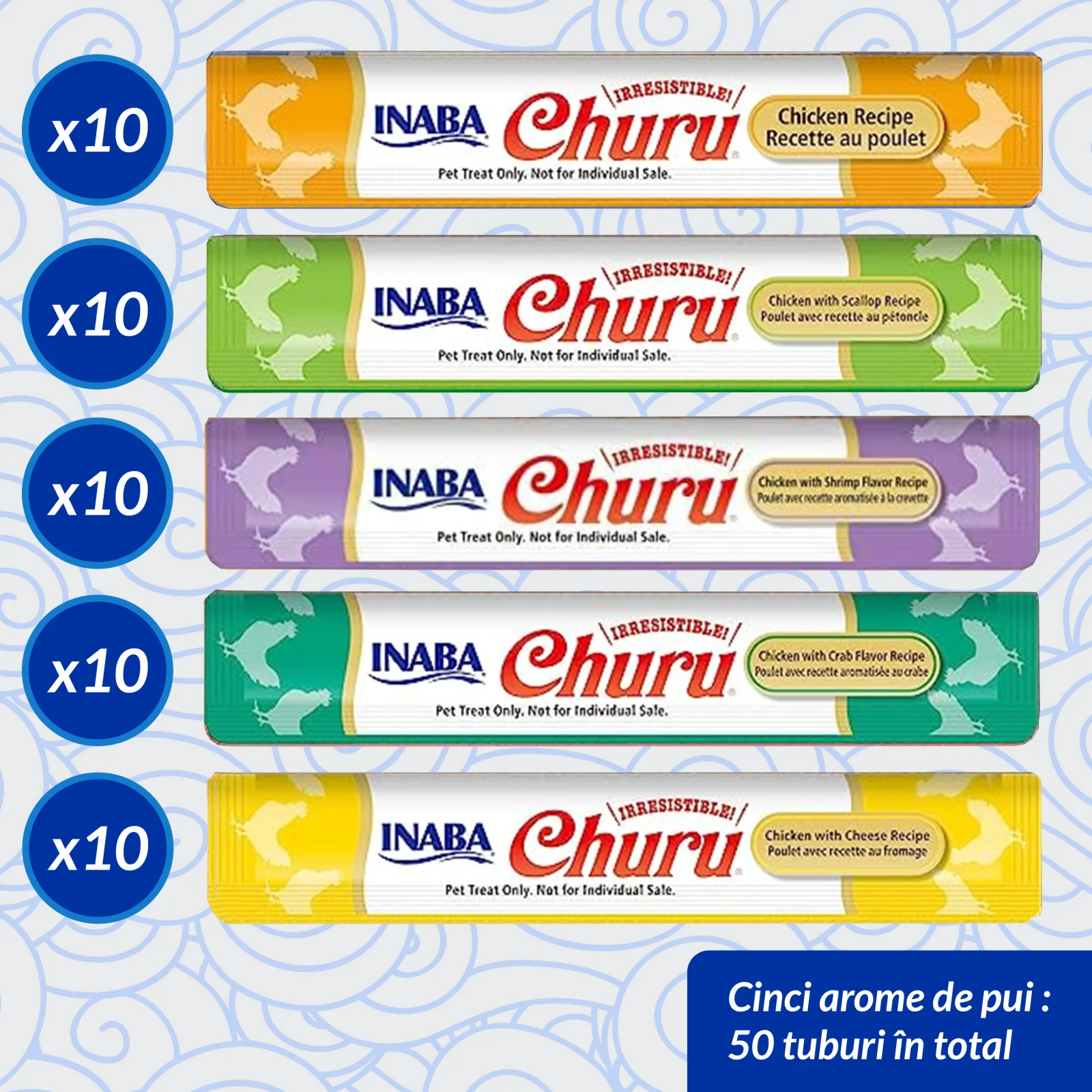 Recompense Cremoase Pisică Adult, CHURU Varieties, Varietăți de Pui, 50 bucăți [2]