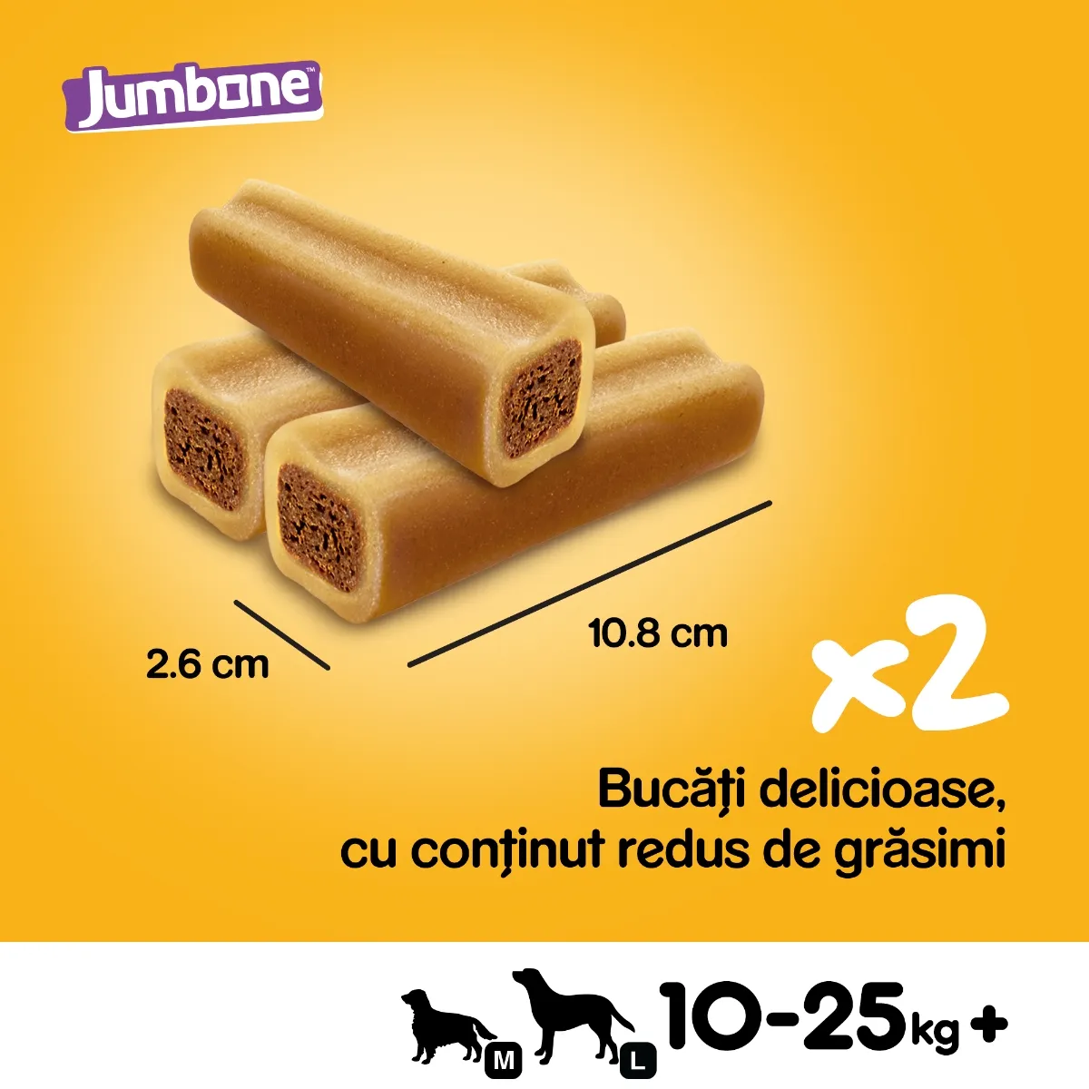 Recompense pentru Câine Adult, PEDIGREE Jumbone Medium, Batoane, Vită și Pasăre, 180g, 2 bucăți [3]