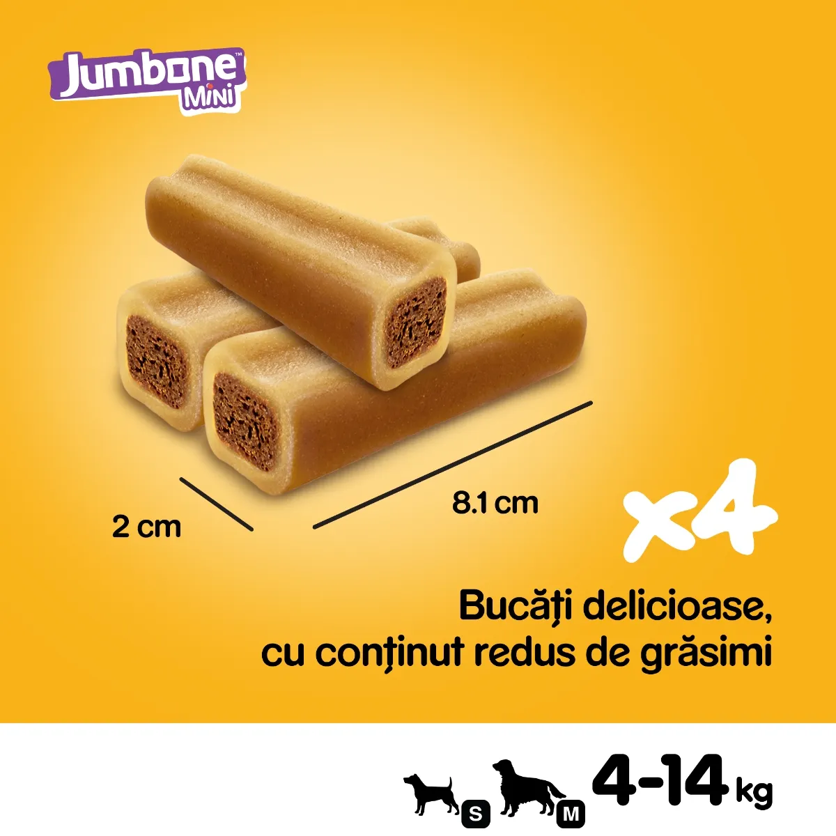 Recompense pentru Câine Adult, PEDIGREE Jumbone Mini, Batoane, Vită și Pasăre, 160g, 4 bucăți [3]
