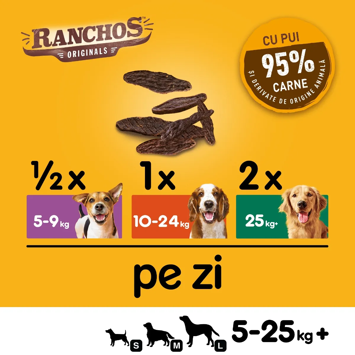 Recompense pentru Câine Adult, PEDIGREE Ranchos, Fâșii de Vită, 70g [4]