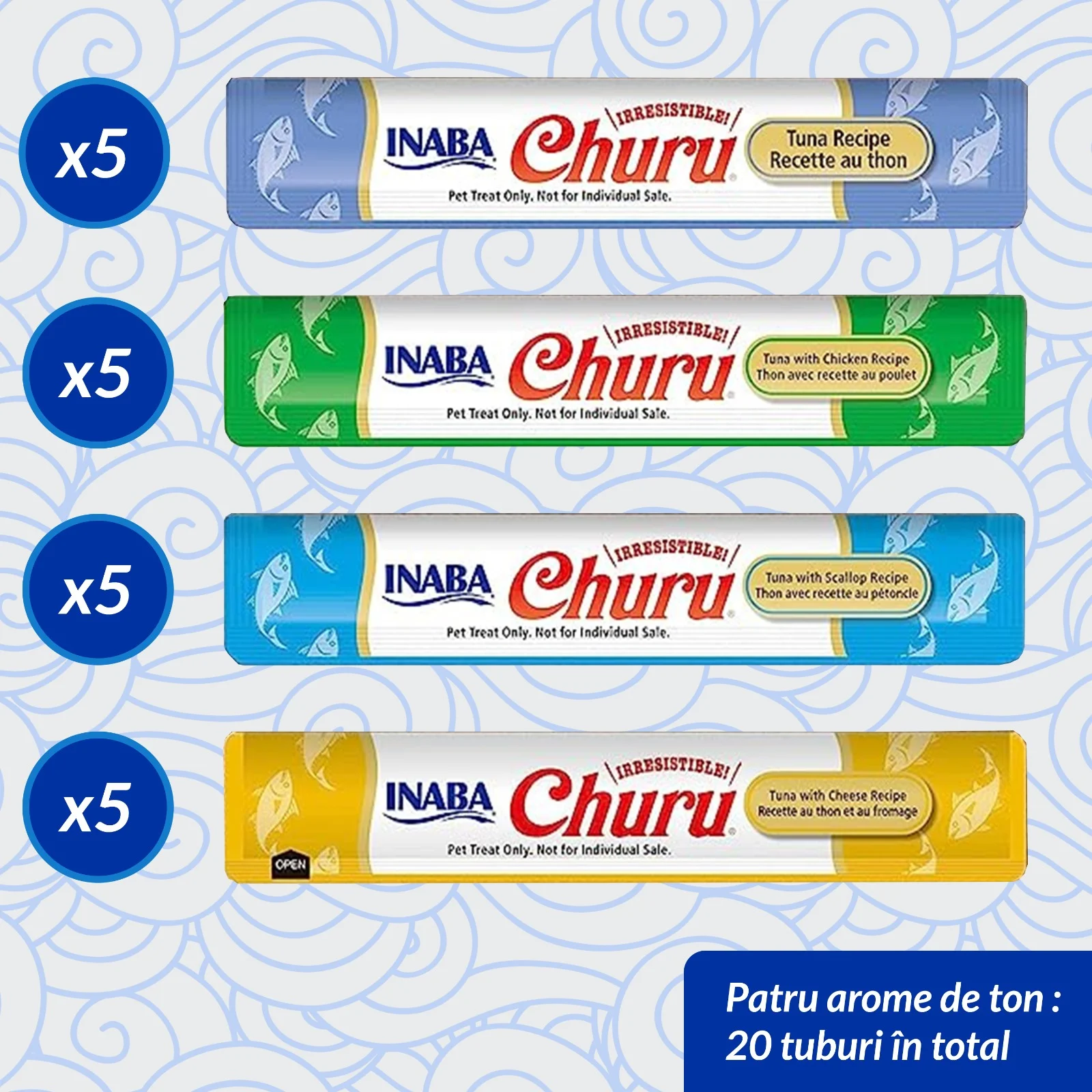 Recompense Cremoase Pisică Adult, CHURU Varieties, Varietăți de Ton, 20 bucăți [2]