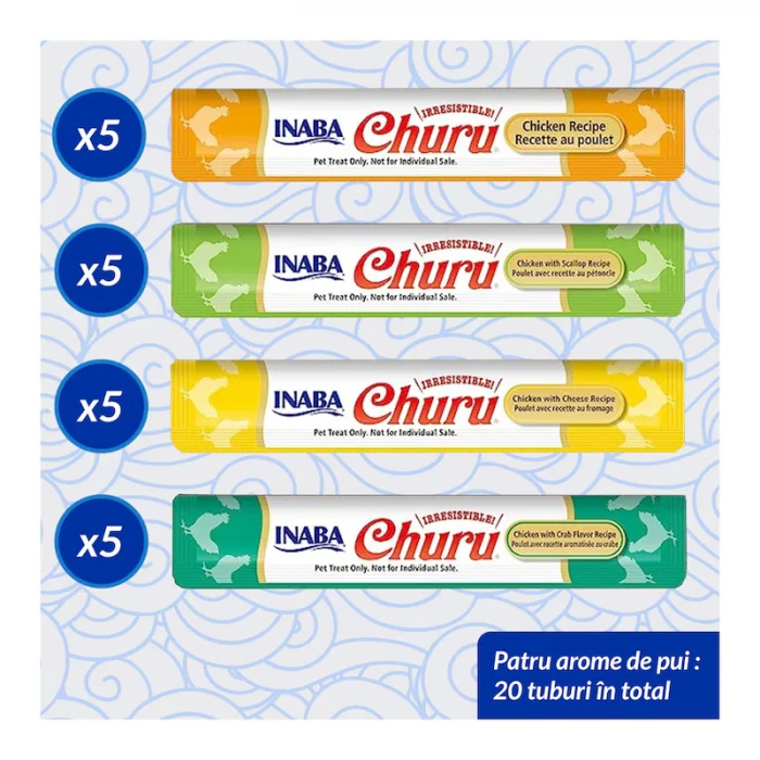 Recompense Cremoase Pisică Adult, CHURU Varieties, Varietăți de Pui, 20 bucăți [2]