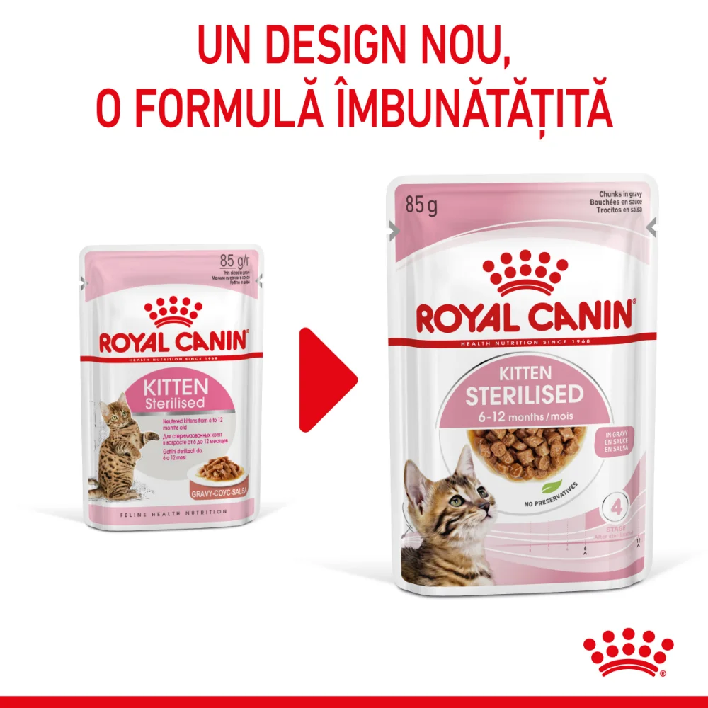 ROYAL CANIN Kitten Sterilised, hrană umedă pisică sterilizată junior (în sos), 12x85g [4]