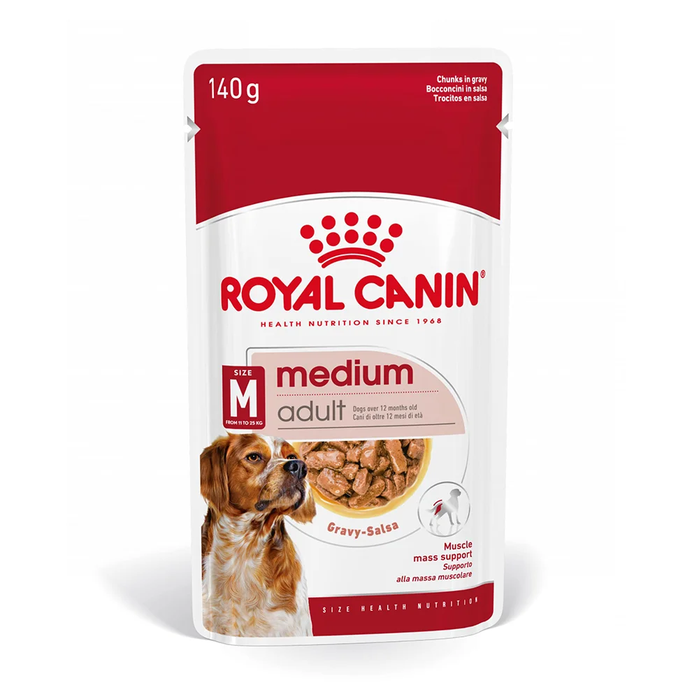 ROYAL CANIN Medium Adult, hrană umedă câine (în sos), 10x140g [2]