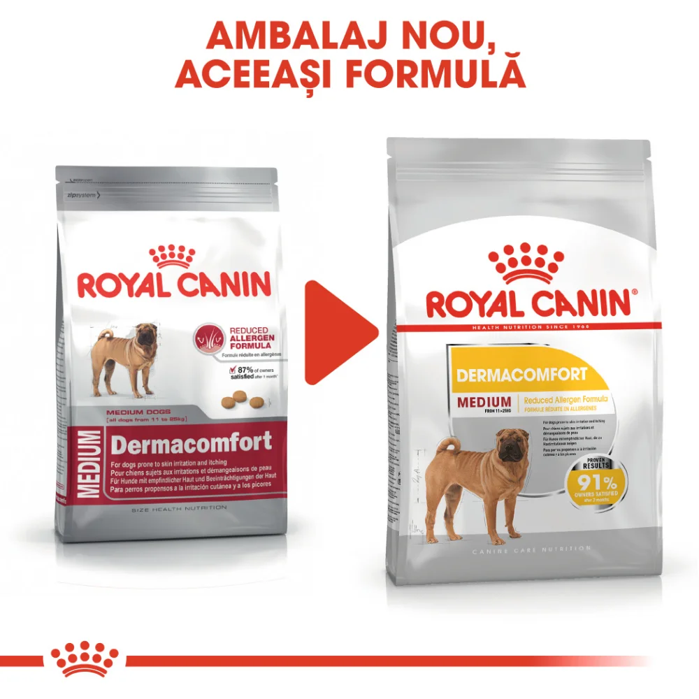 ROYAL CANIN Medium Dermacomfort, hrană uscată câine, prevenirea iritațiilor pielii, 3kg [3]