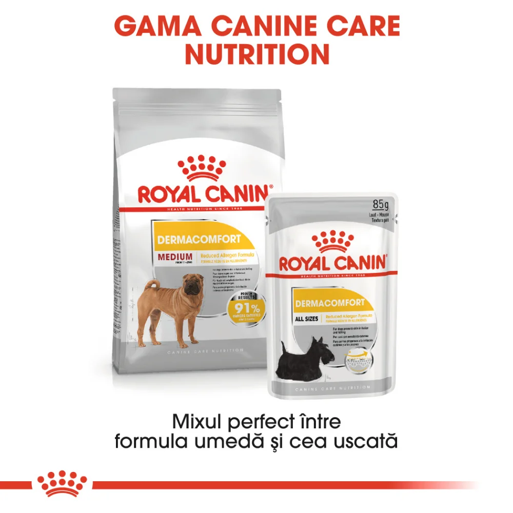 ROYAL CANIN Medium Dermacomfort, hrană uscată câine, prevenirea iritațiilor pielii, 3kg [9]