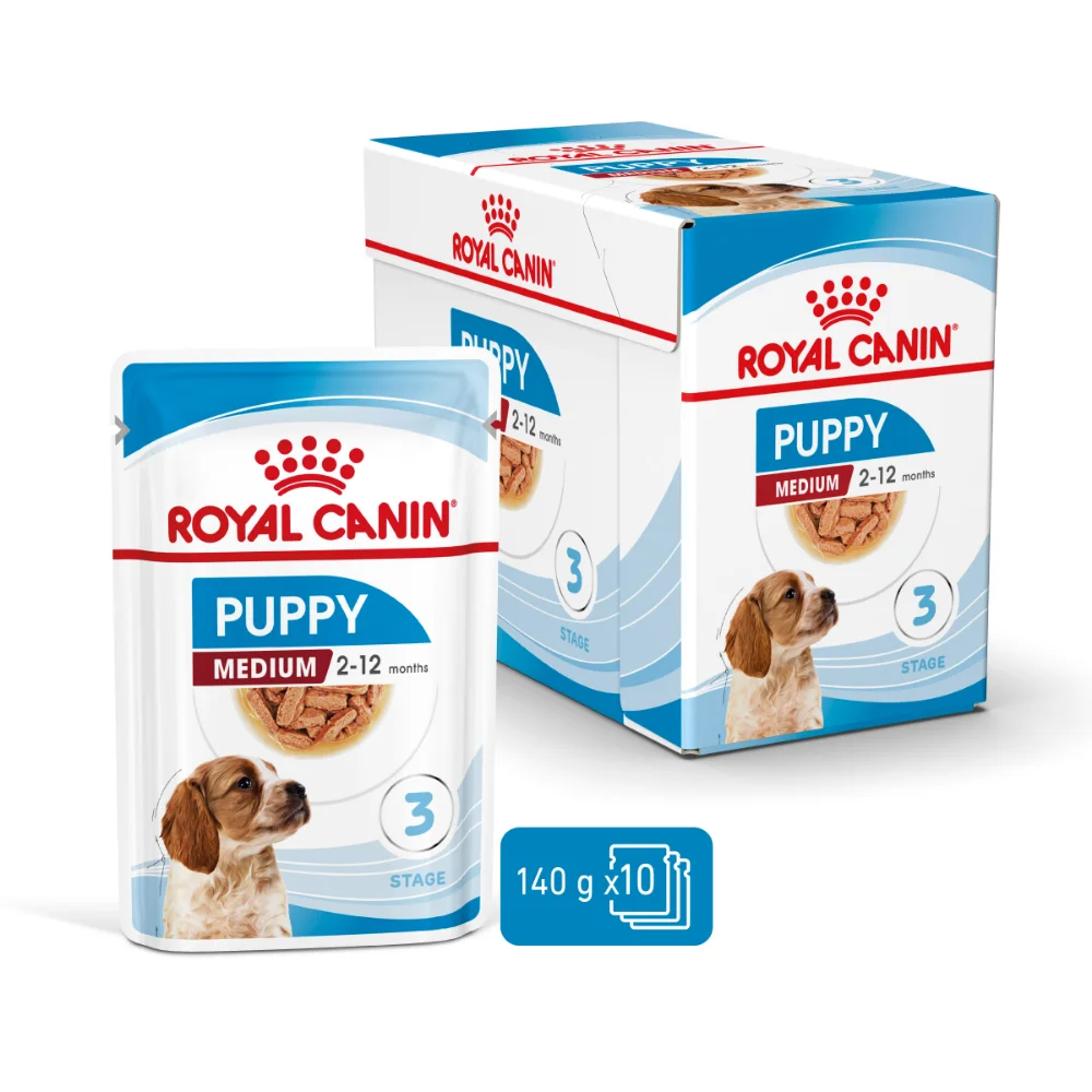 ROYAL CANIN Medium Puppy, hrană umedă câine junior (în sos), 10x140g [3]