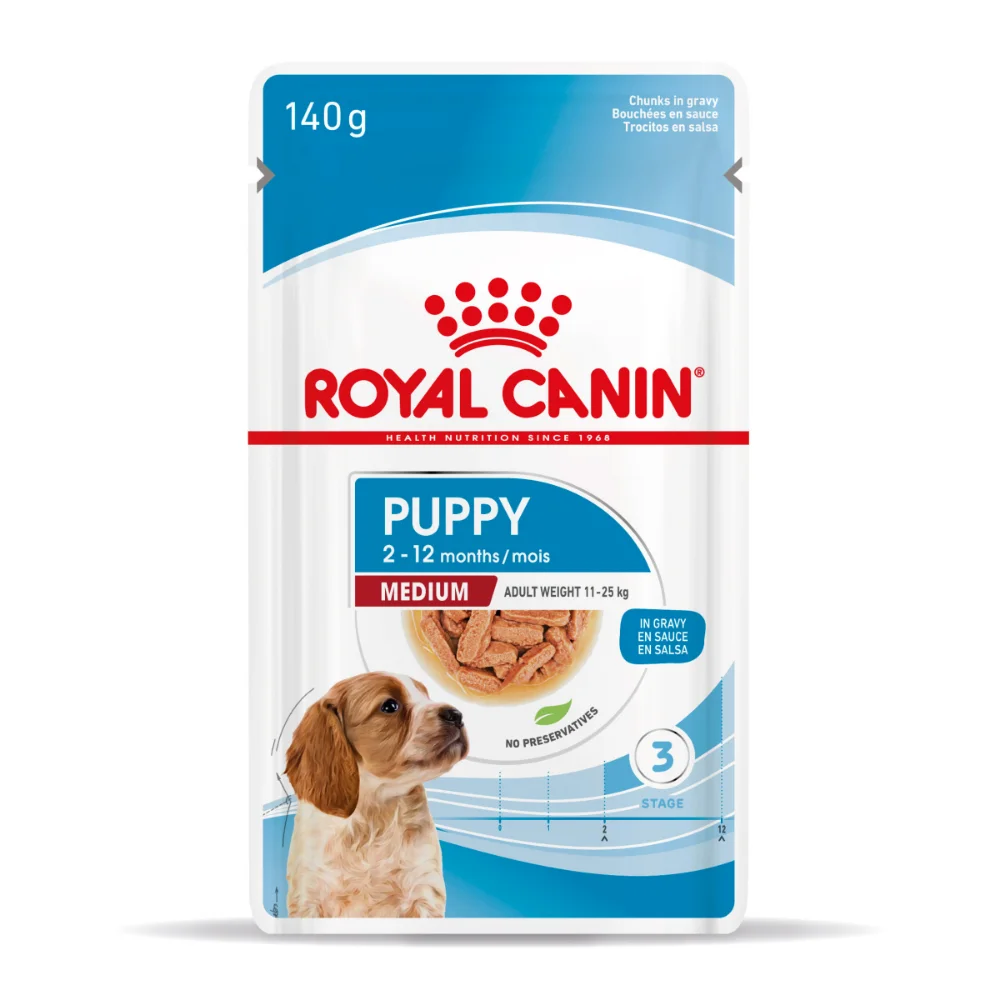 ROYAL CANIN Medium Puppy, hrană umedă câine junior (în sos), 10x140g [2]