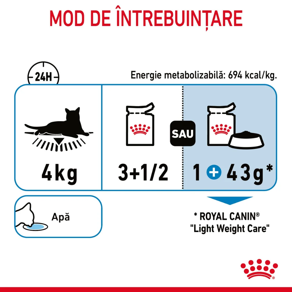 ROYAL CANIN Light Weight Care Adult, hrană umedă pisică, limitarea creșterii în greutate (în sos), 12x85g [10]