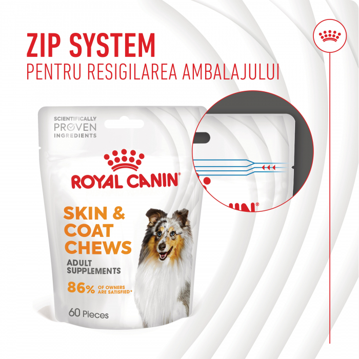 Suplimente Masticabile, ROYAL CANIN, Skin & Coat Chews Adult Supplements, 240g [2]