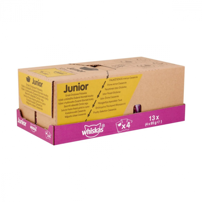 Hrana Umeda Pisici WHISKAS Junior Pure Delight Selectii Pasare in Aspic 4x85g [3]