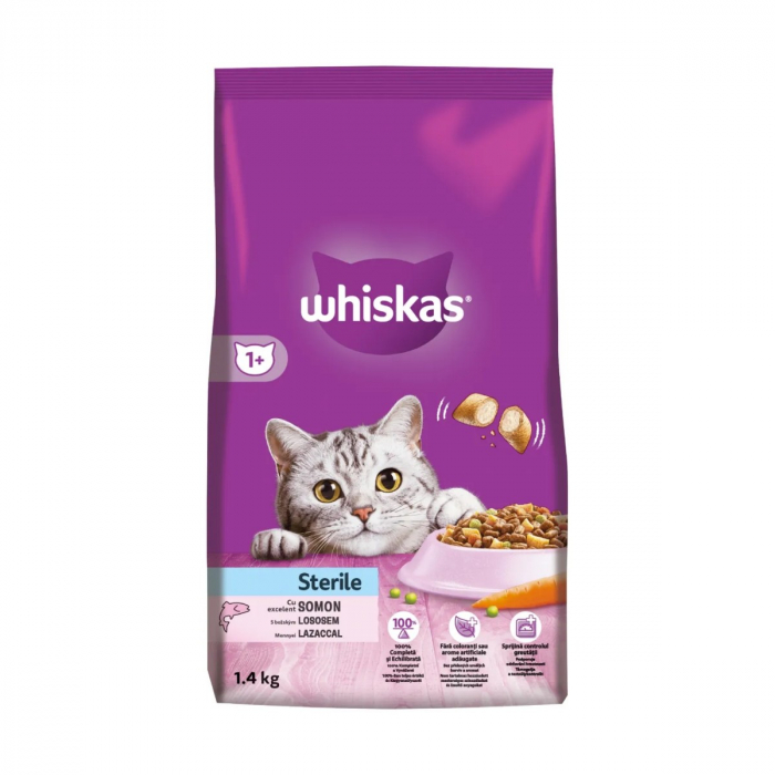Hrana Uscata Pisici WHISKAS Adult Sterilizat Somon 1,4kg [3]