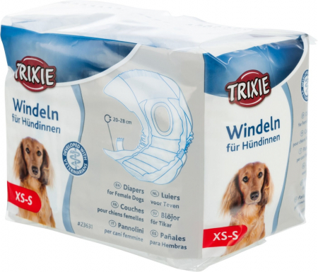 Igienă Câini - Scutece pentru Caini Femele TRIXIE S-M 28-40cm, 12 Buc
