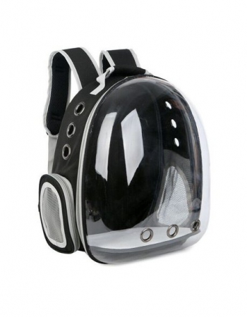 Câini - 4DOG Rucsac pentru Transport, Negru/Transparent, 31x42x28 cm